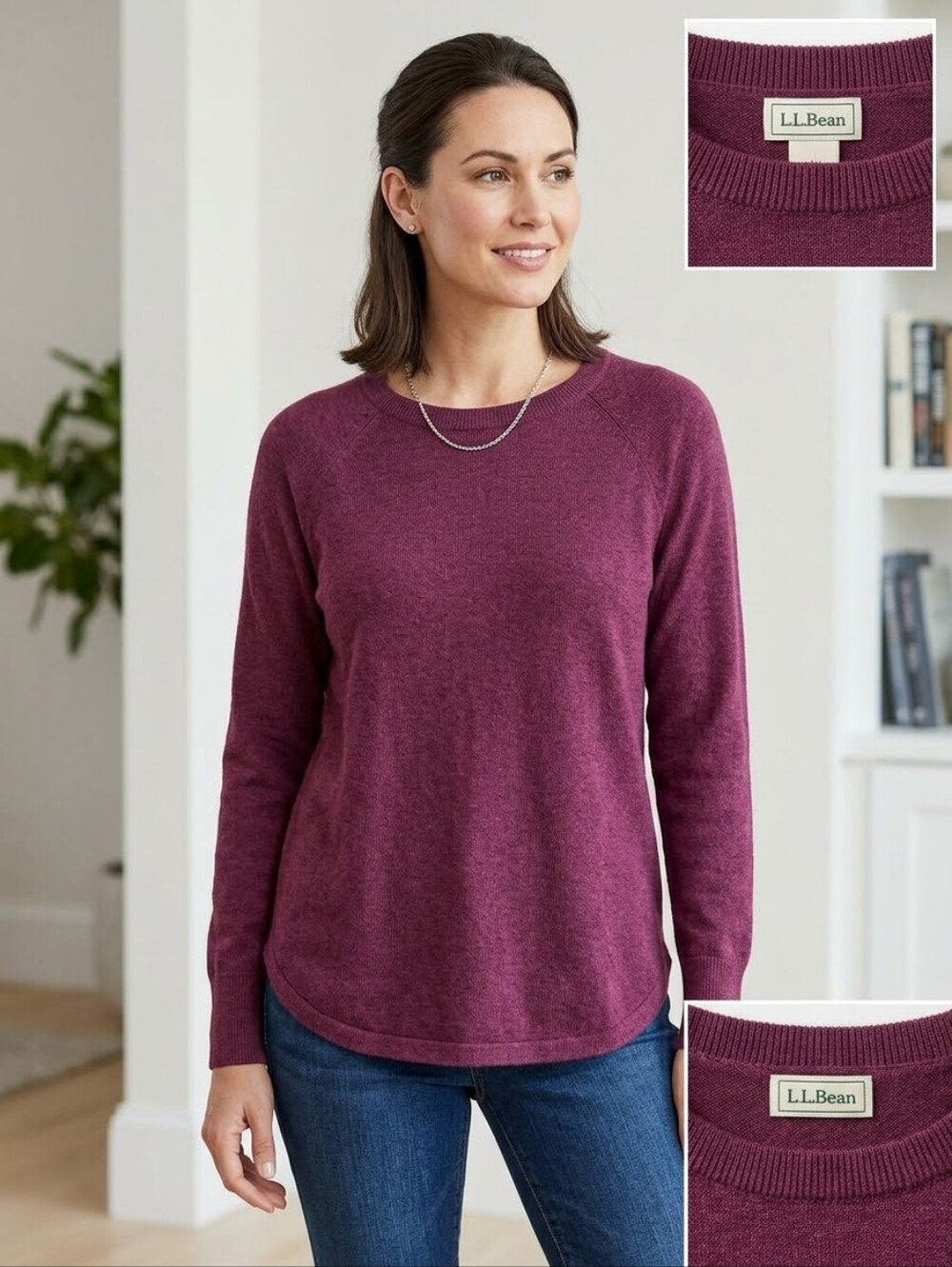 L.L. Bean Women's Crewneck Sweater - Plum